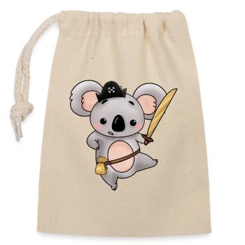 Koala pirate with saber and gold - Closable cotton gift bag (14x20cm) - nature - Front