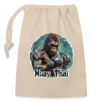 Muay Thai Exklusiv: unique Großstadt-Chic - Verschließbarer Geschenkbeutel aus Baumwolle (14x20cm) - Natur - Vorne