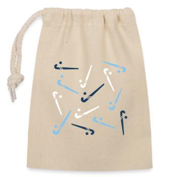 small hockey stick blue - Closable cotton gift bag (14x20cm) - nature - Front
