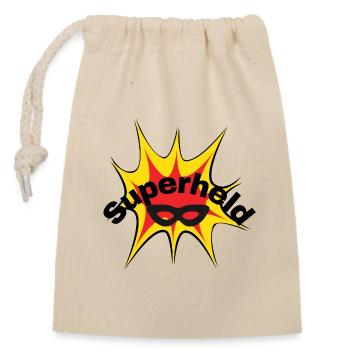 Superheld Babykleidung Kinderkleidung - Verschließbarer Geschenkbeutel aus Baumwolle (14x20cm) - Natur - Vorne