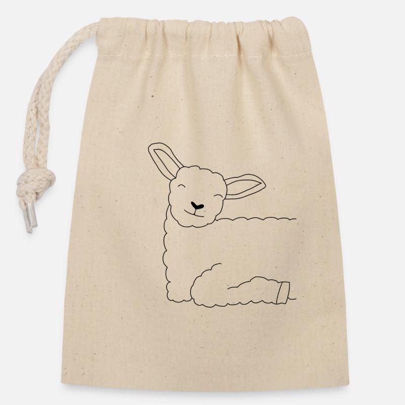 Happy sheep - Closable cotton gift bag (14x20cm) - nature