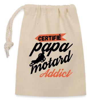 Certifié papa motard addict - Sac cadeau en coton avec cordon (14 x 20 cm) - nature - Devant