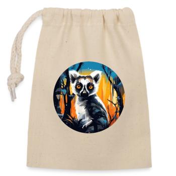 Lemur - Closable cotton gift bag (14x20cm) - nature - Front