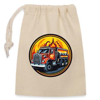 Fire brigade - Closable cotton gift bag (14x20cm) - nature - Front