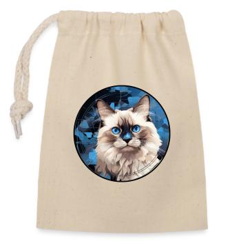Ragdoll Katze - Verschließbarer Geschenkbeutel aus Baumwolle (14x20cm) - Natur - Vorne