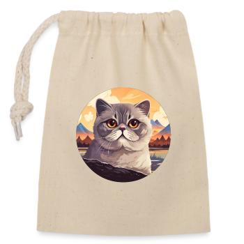 Chat écossais à oreilles pliantes - Sac cadeau en coton avec cordon (14 x 20 cm) - nature - Devant