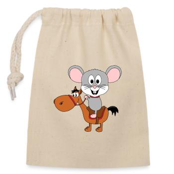 MAUS - PFERD - PONY - REITEN - TIERE - TIER - Verschließbarer Geschenkbeutel aus Baumwolle (14x20cm) - Natur - Vorne