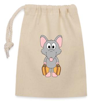 RATTE - KOFFER - TIER - TIERISCH - Verschließbarer Geschenkbeutel aus Baumwolle (14x20cm) - Natur - Vorne