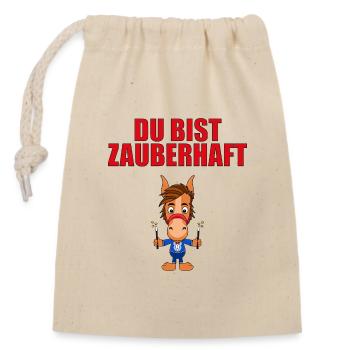 ZAUBERER - ZAUBERN - MAGIE - PFERD - PONY - PFERDE - Verschließbarer Geschenkbeutel aus Baumwolle (14x20cm) - Natur - Vorne