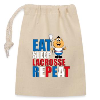 LACROSSE - SPORT - LIEBE - SPORTART - SPORTLER - Verschließbarer Geschenkbeutel aus Baumwolle (14x20cm) - Natur - Vorne