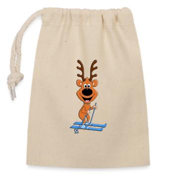 REH - SKI - SKIER - WINTERSPORT - TIER - TIERISCH - Verschließbarer Geschenkbeutel aus Baumwolle (14x20cm) - Natur - Vorne
