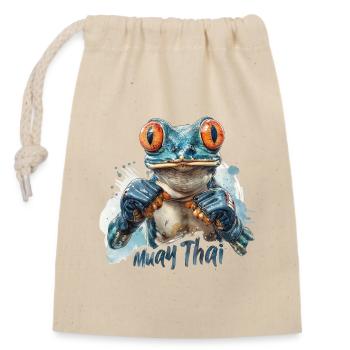 Élégance dynamique : la mode Muay Thai de la ville - Sac cadeau en coton avec cordon (14 x 20 cm) - nature - Devant