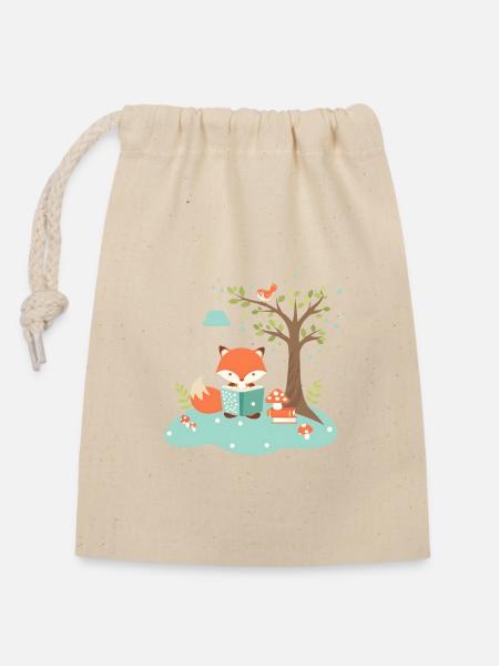 Weiser Fuchs - Verschließbarer Geschenkbeutel aus Baumwolle (14x20cm) - Natur