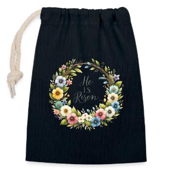 He Is Risen - Closable cotton gift bag (14x20cm) - navy - Front