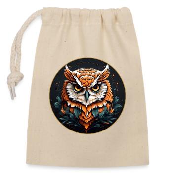 Colorful graphic owl design for owl fans - Closable cotton gift bag (14x20cm) - nature - Front