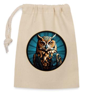 Colorful graphic owl design for owl fans - Closable cotton gift bag (14x20cm) - nature - Front