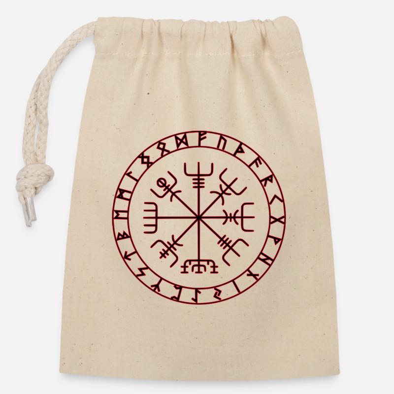 Wikinger Kompass -Vegvisir - Verschließbarer Geschenkbeutel aus Baumwolle (14x20cm) - Natur