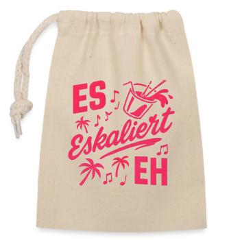 Mallorca Party Spruch Es Eskaliert Eh Malle - Verschließbarer Geschenkbeutel aus Baumwolle (14x20cm) - Natur - Vorne