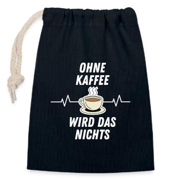 Ohne Kaffee wird das nichts - Verschließbarer Geschenkbeutel aus Baumwolle (14x20cm) - Navy - Vorne