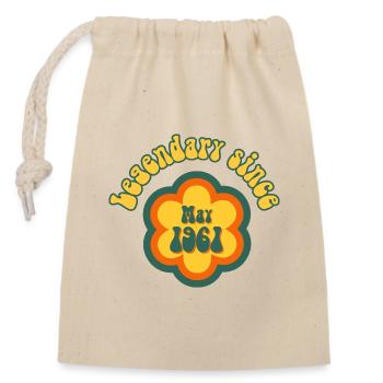Legendary since May 1961 Birthday Retro - Closable cotton gift bag (14x20cm) - nature - Front