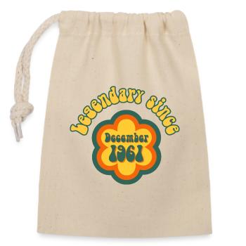 Legendary since December 1961 Birthday Retro - Closable cotton gift bag (14x20cm) - nature - Front