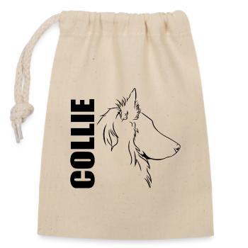 Langhaar Collie Profil Hunde Hund Wilsigns - Verschließbarer Geschenkbeutel aus Baumwolle (14x20cm) - Natur - Vorne