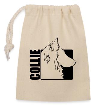 Langhaar Collie Profil Hunde Hund Wilsigns - Verschließbarer Geschenkbeutel aus Baumwolle (14x20cm) - Natur - Vorne