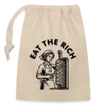 Eat the rich - Closable cotton gift bag (14x20cm) - nature - Front