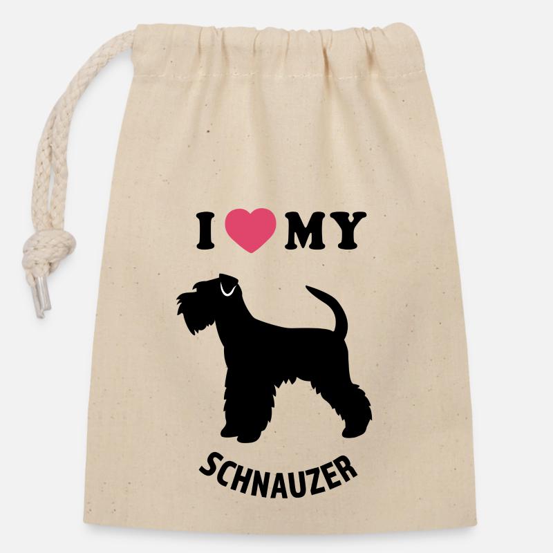 J’adore mon Schnauzer - Sac cadeau en coton avec cordon (14 x 20 cm) - nature
