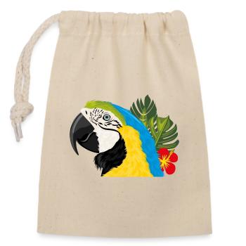 Macaw parrot - Closable cotton gift bag (14x20cm) - nature - Front