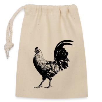 Coq / Gockel / Poulet - Sac cadeau en coton avec cordon (14 x 20 cm) - nature - Devant