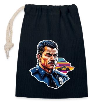 Police / Operations / Profession / Job / Emergency Forces - Closable cotton gift bag (14x20cm) - navy - Front