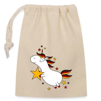 Deutschland Einhorn - Verschließbarer Geschenkbeutel aus Baumwolle (14x20cm) - Natur - Vorne