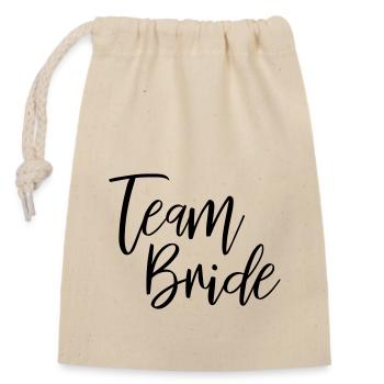 Team Bride, Junggesellinnenabschied JGA - Verschließbarer Geschenkbeutel aus Baumwolle (14x20cm) - Natur - Vorne