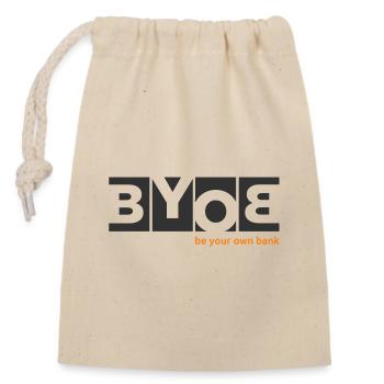 be your own bank - hTex - Closable cotton gift bag (14x20cm) - nature - Front