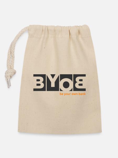 be your own bank - hTex - Closable cotton gift bag (14x20cm) - nature