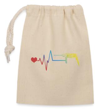 Drill pulse heartbeat - Closable cotton gift bag (14x20cm) - nature - Front