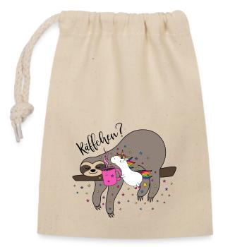 Café Licorne Paresseux Café Tasse à café Bureau - Sac cadeau en coton avec cordon (14 x 20 cm) - nature - Devant
