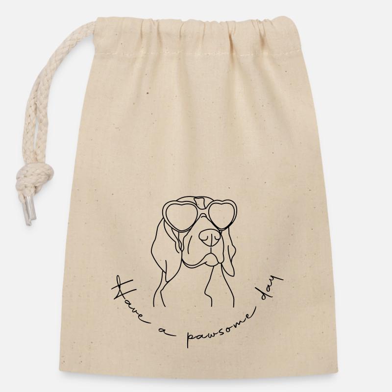 Beagle Pawsome Day - Verschließbarer Geschenkbeutel aus Baumwolle (14x20cm) - Natur