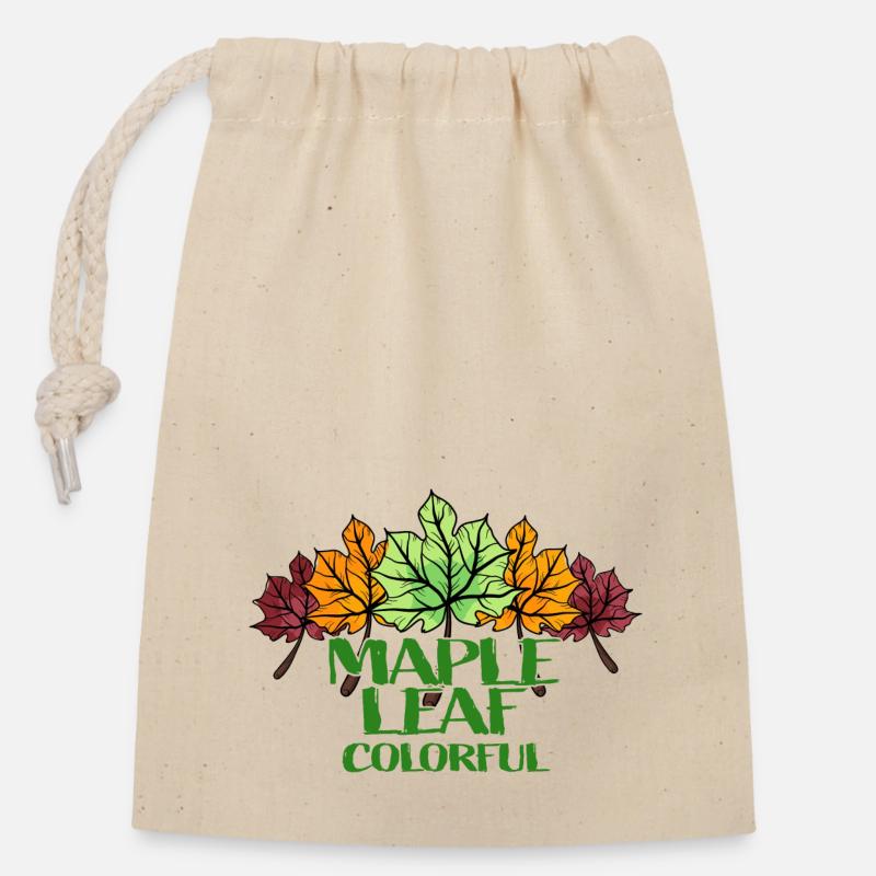 Maple Leaf Colorful - Verschließbarer Geschenkbeutel aus Baumwolle (14x20cm) - Natur