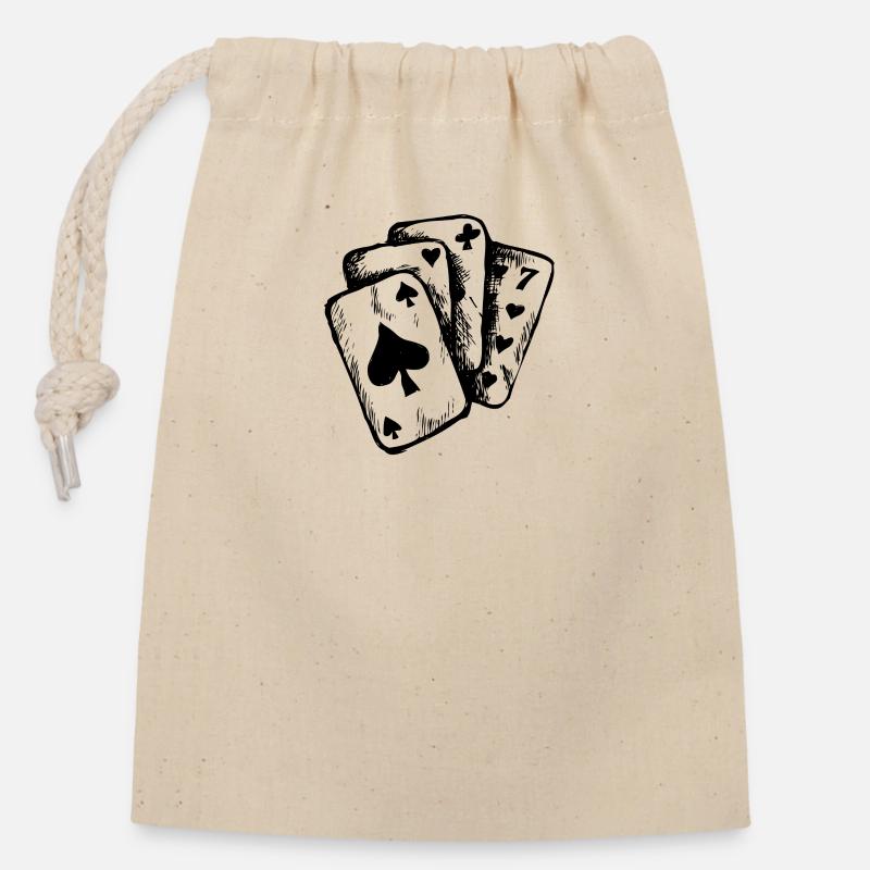 Jeu de cartes - Sac cadeau en coton avec cordon (14 x 20 cm) - nature