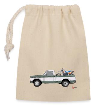 Pick Up Truck with Motorcycle - Verschließbarer Geschenkbeutel aus Baumwolle (14x20cm) - Natur - Vorne