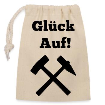 Glückauf Bergwerk Steiger Gruß Bergmann Zeche Pott - Verschließbarer Geschenkbeutel aus Baumwolle (14x20cm) - Natur - Vorne