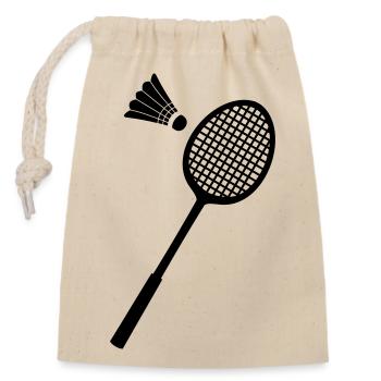 Badminton-Sport-Icon - Verschließbarer Geschenkbeutel aus Baumwolle (14x20cm) - Natur - Vorne