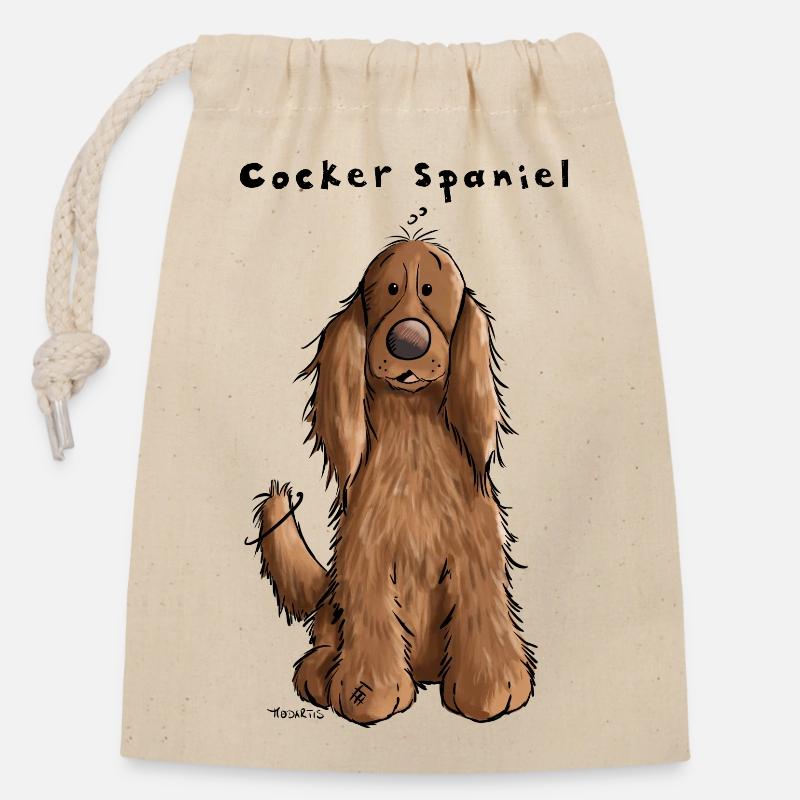 Drôle Cocker Spaniel - Sac cadeau en coton avec cordon (14 x 20 cm) - nature