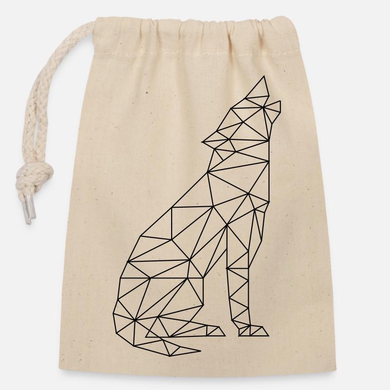 Wolf Call Wolf Contour Silhouette - Closable cotton gift bag (14x20cm) - nature