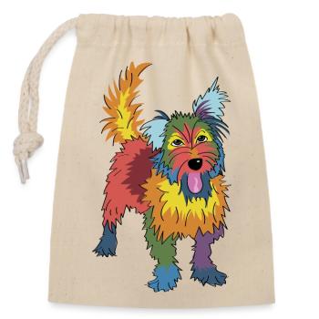Comme un chien coloré! - Sac cadeau en coton avec cordon (14 x 20 cm) - nature - Devant