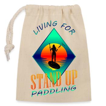 Stand Up Paddling - Closable cotton gift bag (14x20cm) - nature - Front