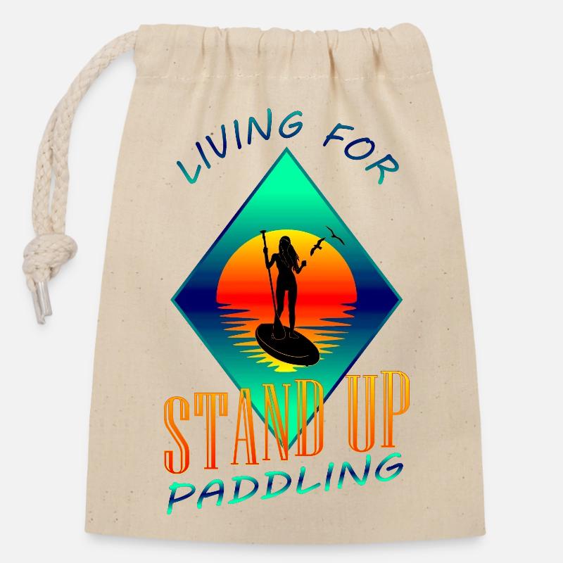 Stand Up Paddling - Closable cotton gift bag (14x20cm) - nature