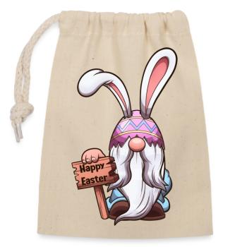 Easter Gnome With Easter Egg Hat With Rabbit Ears - Closable cotton gift bag (14x20cm) - nature - Front